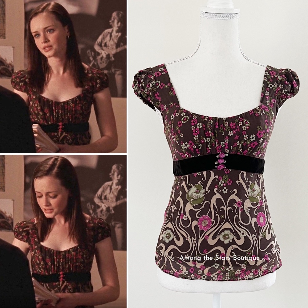 Rare Early 2000s Silk Floral Top ASO Alexis Bledel as Rory in Gilmore Girls